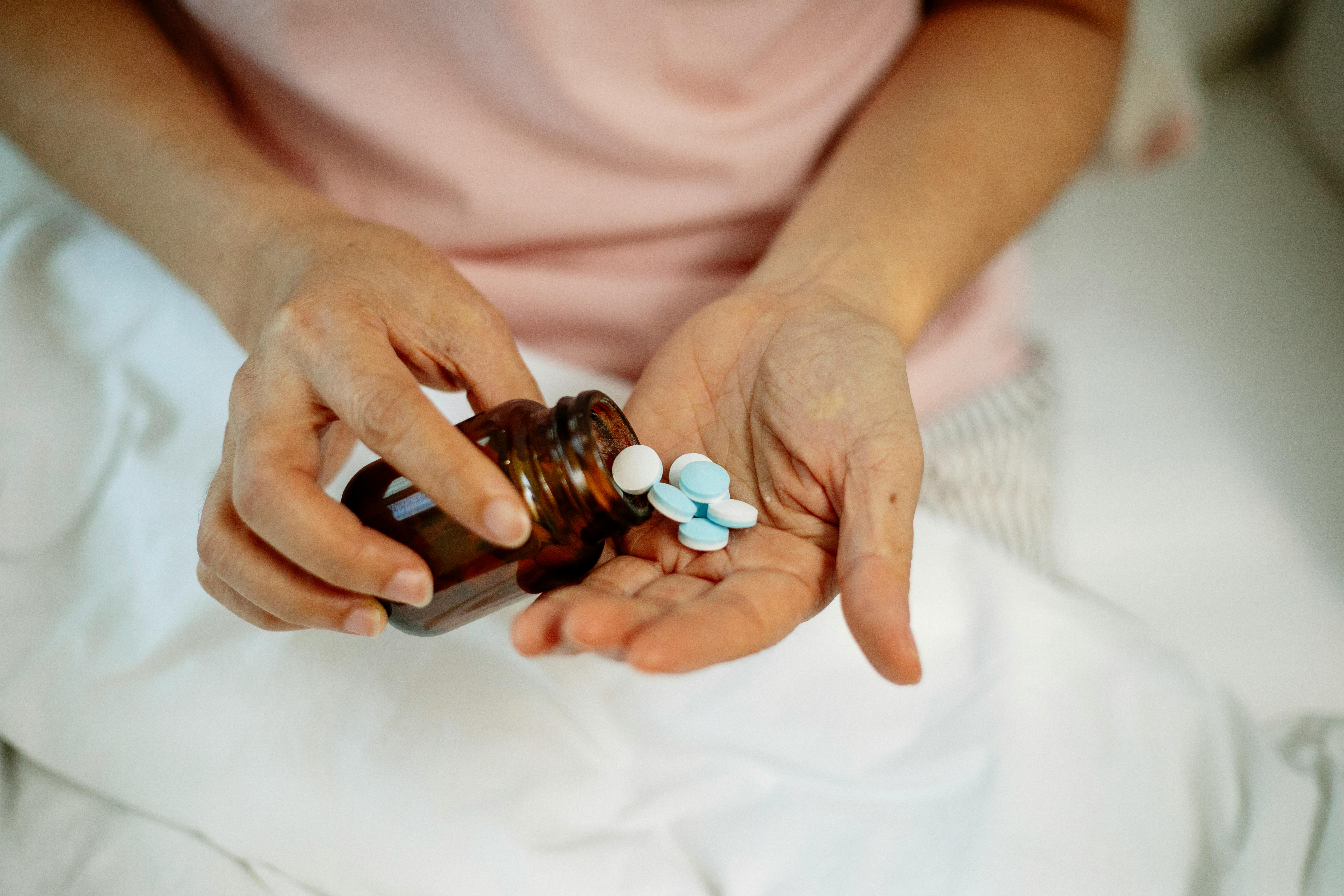Bottle of blue pills